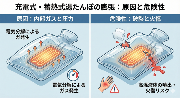 蓄熱式・充電式湯たんぽの膨らむ