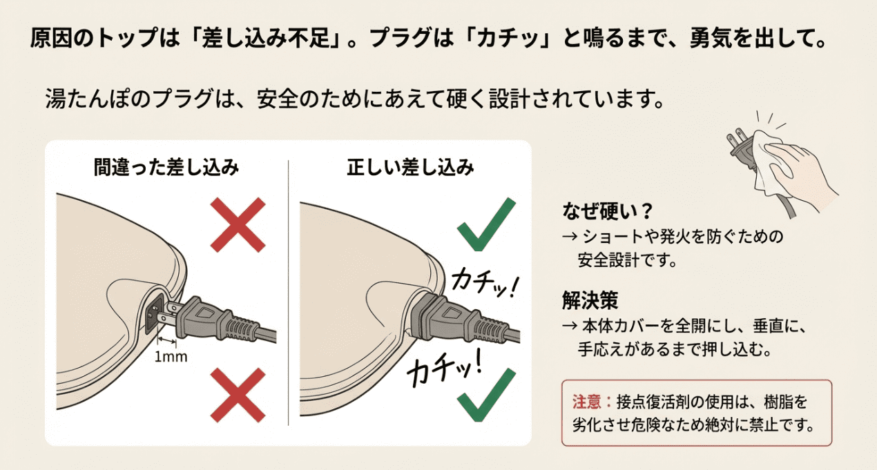 プラグの差し込み不足が原因