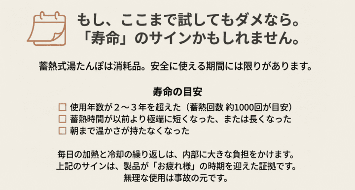 蓄熱式湯たんぽの寿命かも