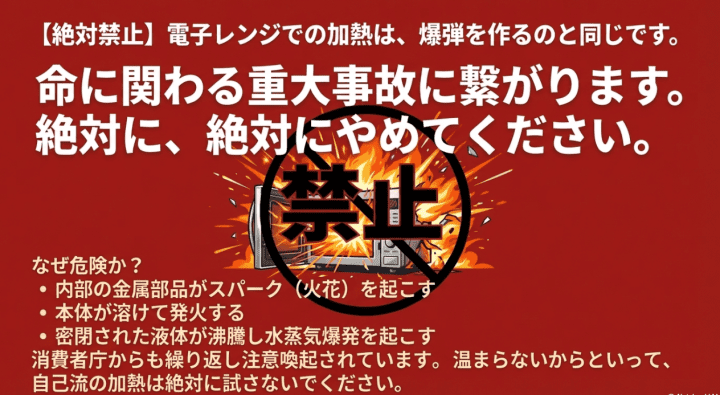 電子レンジ加熱は絶対にダメ