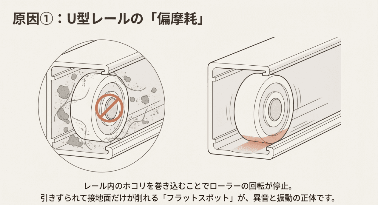 ローラーの摩耗