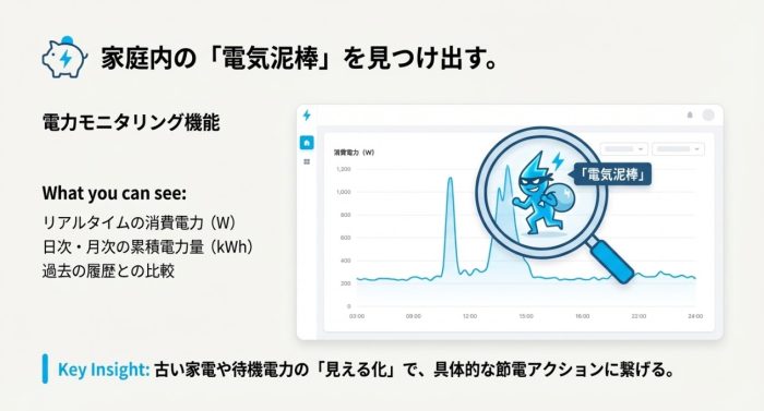 家電ごとの電気代のモニタリングをする