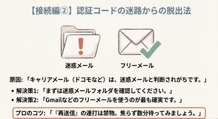 認証コードがメールで届く