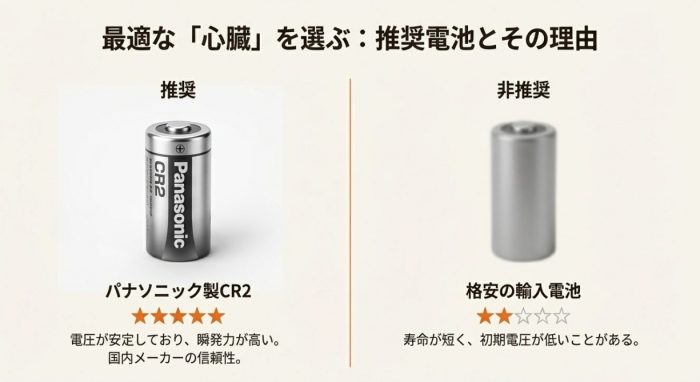 電池はパナソニック製のCR