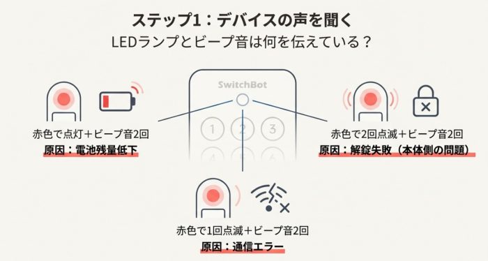 スイッチボットの指紋認証が反応しないときの解決のための確認フロー
