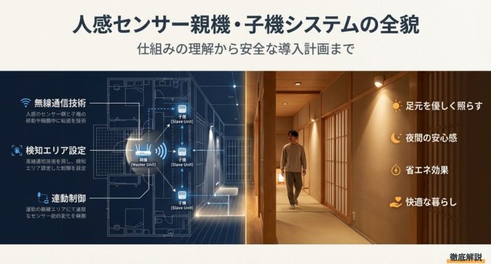 人感センサーで親機子機の配線