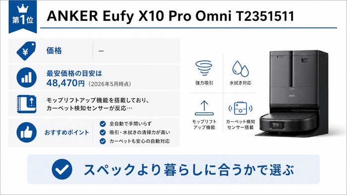 第1位 ANKER Eufy X10 Pro Omni T2351511
