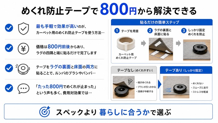 めくれ防止テープで800円から解決できる