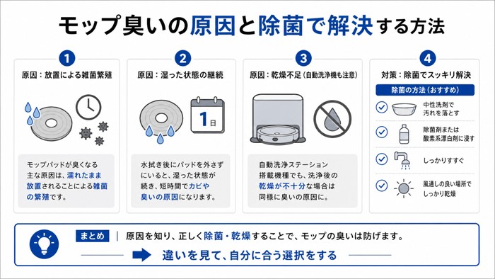 モップ臭いの原因と除菌で解決する方法