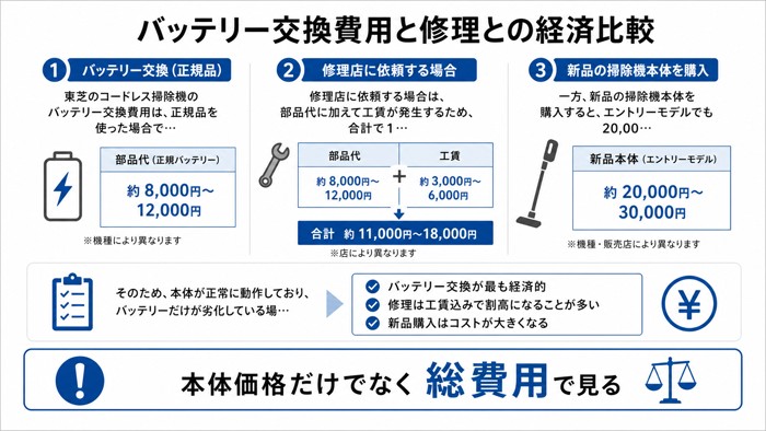 バッテリー交換費用と修理との経済比較