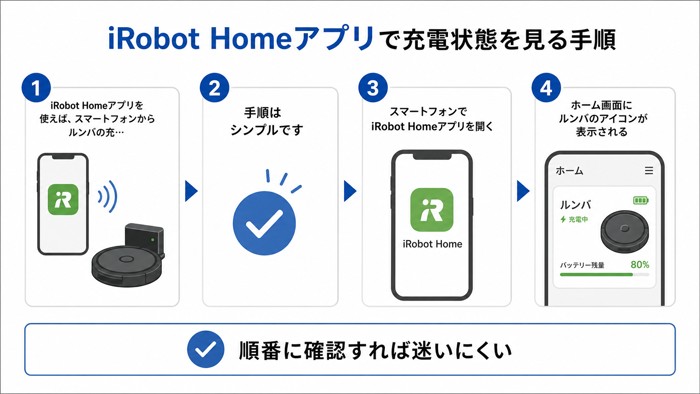iRobot Homeアプリで充電状態を見る手順