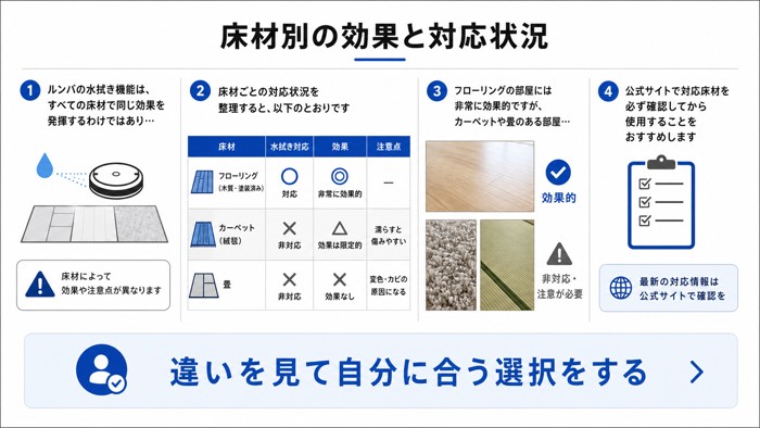 床材別の効果と対応状況