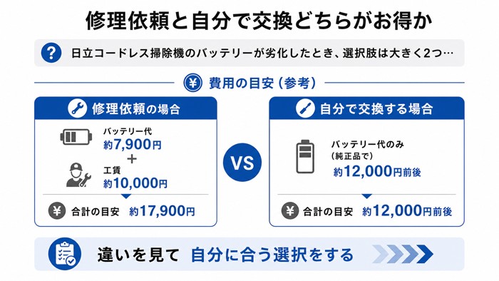 修理依頼と自分で交換どちらがお得か