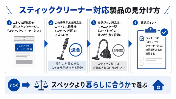 スティッククリーナー対応製品の見分け方