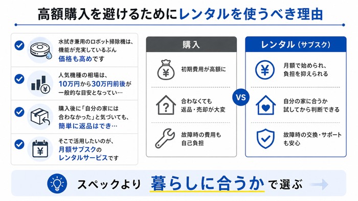 高額購入を避けるためにレンタルを使うべき理由