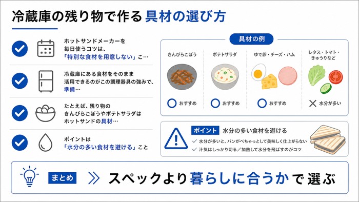 冷蔵庫の残り物で作る具材の選び方