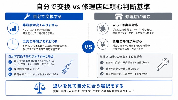 自分で交換 vs 修理店に頼む判断基準