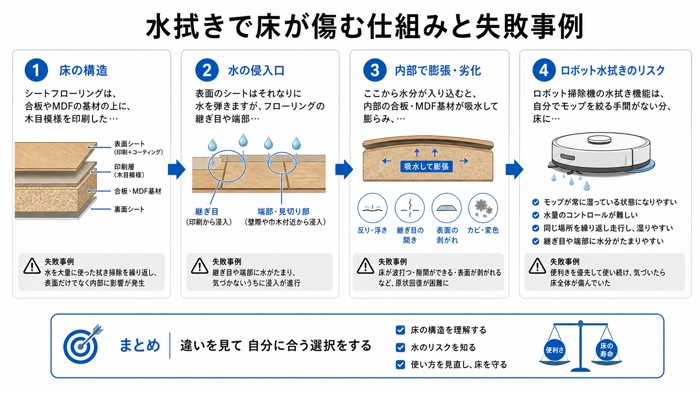 水拭きで床が傷む仕組みと失敗事例