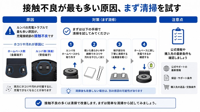 接触不良が最も多い原因、まず清掃を試す