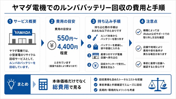ヤマダ電機でのルンババッテリー回収の費用と手順
