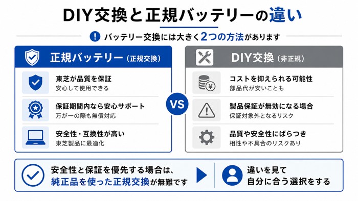 DIY交換と正規バッテリーの違い
