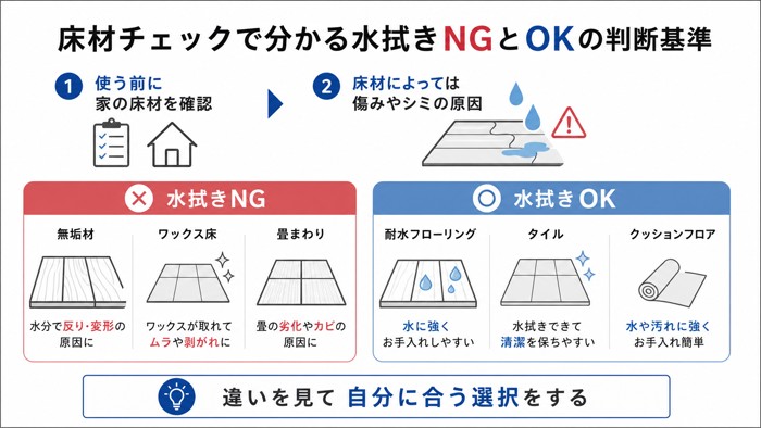 床材チェックで分かる水拭きNGとOKの判断基準