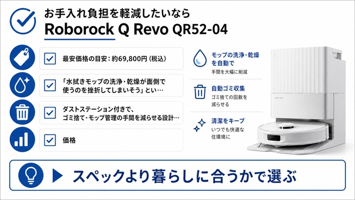お手入れ負担を軽減したいなら Roborock Q Revo QR52-04