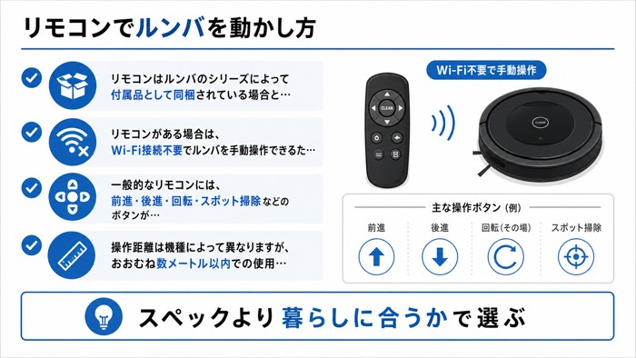 リモコンでルンバを動かし方