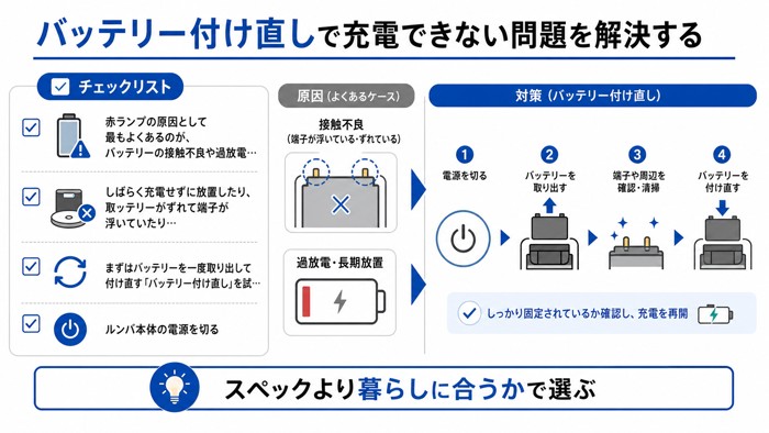 バッテリー付け直しで充電できない問題を解決する