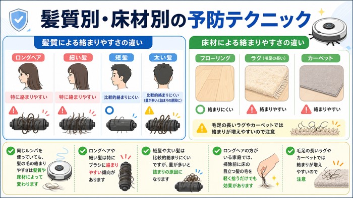髪質別・床材別の予防テクニック