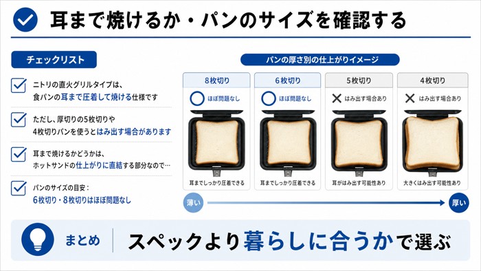 耳まで焼けるか・パンのサイズを確認する