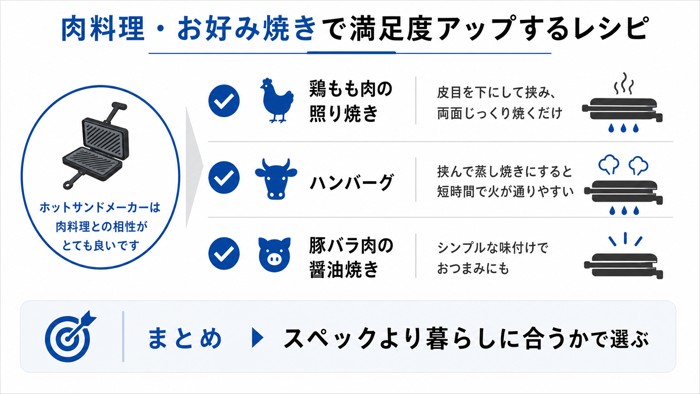 肉料理・お好み焼きで満足度アップするレシピ