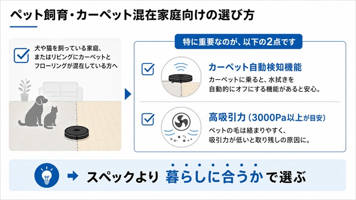 ペット飼育・カーペット混在家庭向けの選び方