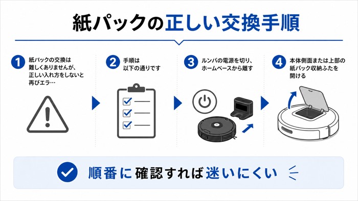 紙パックの正しい交換手順