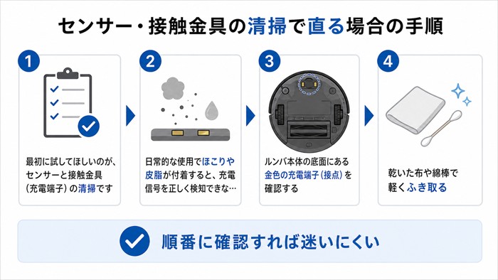 センサー・接触金具の清掃で直る場合の手順