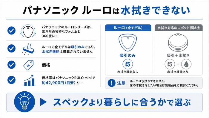 パナソニック ルーロは水拭きできない