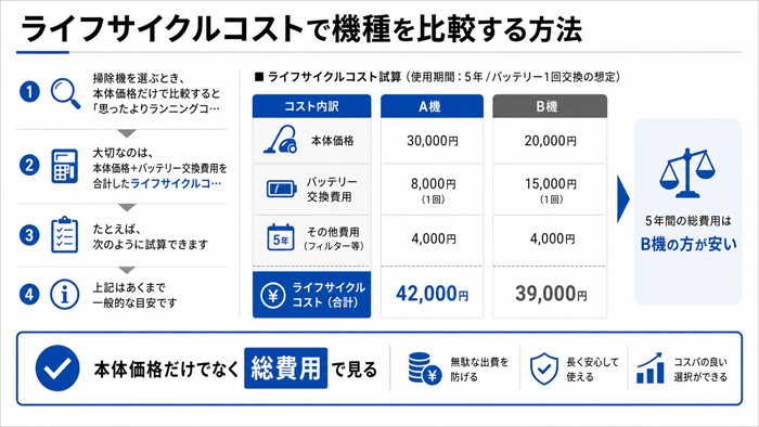 ライフサイクルコストで機種を比較する方法