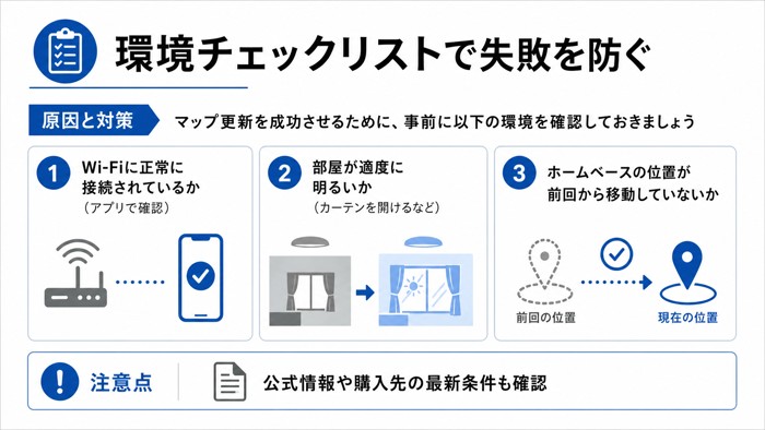 環境チェックリストで失敗を防ぐ