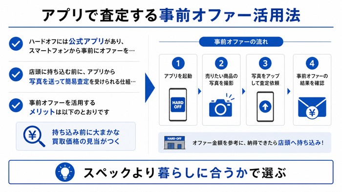 アプリで査定する事前オファー活用法