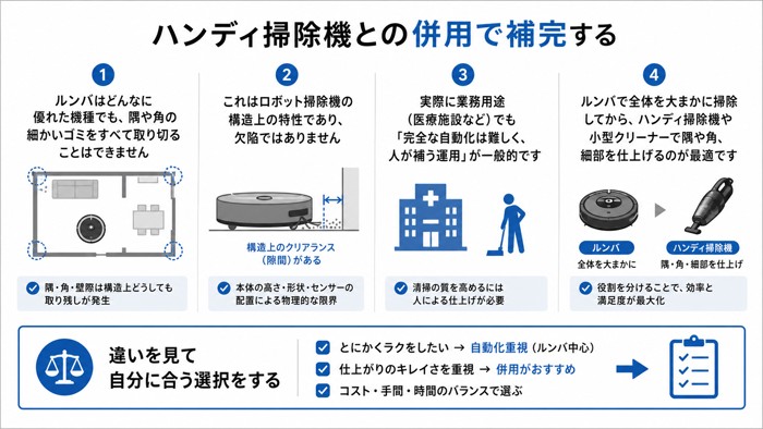 ハンディ掃除機との併用で補完する