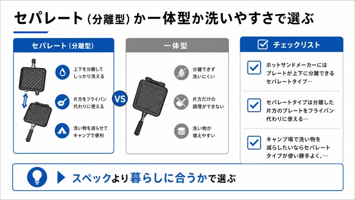セパレート（分離型）か一体型か洗いやすさで選ぶ