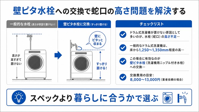 壁ピタ水栓への交換で蛇口の高さ問題を解決する