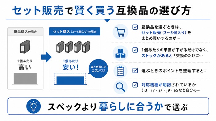 セット販売で賢く買う互換品の選び方